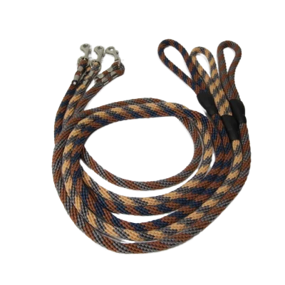 brown gray diamond round rope 2 dog leash DOG-GS075